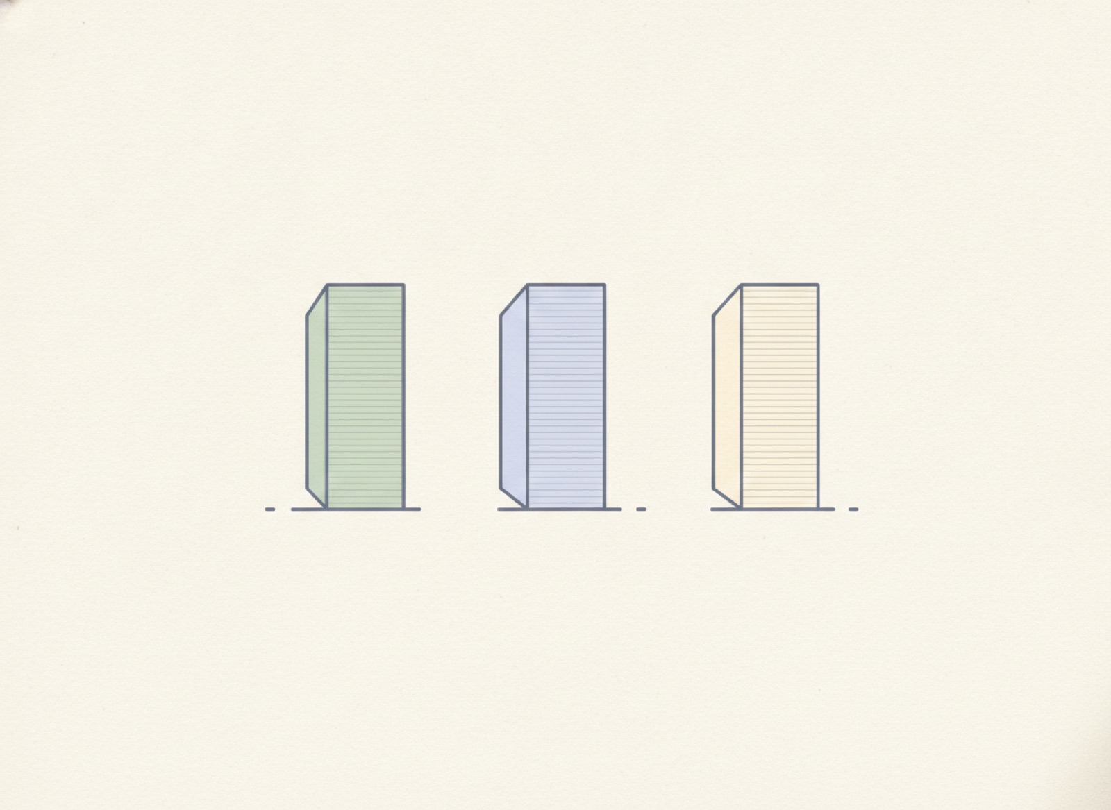 An extracted floor plate with wall segments shaded by role: the building envelope, the lift and stair core, and the internal partitions each picked out separately.